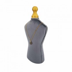 Petit porte collier en forme de buste couturière en velours gris anthracite