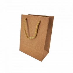 12 minis sacs cadeaux papier kraft couleur brun naturel 8x5x10.5cm - 14000