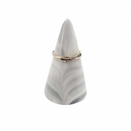 Petit cône pour bague en céramique effet marbré gris clair