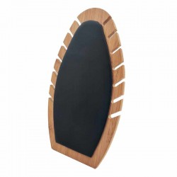 Présentoir bijoux de forme ovale pour chaînes en bois et simili cuir noir