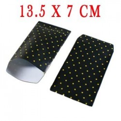100 pochettes cadeaux en papier glacé noir avec motifs pois dorés 13.5x7cm - 5357