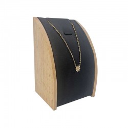 Mini porte collier rectangulaire en bois et simili cuir noir