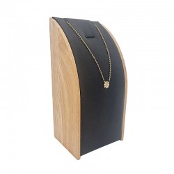 Petit porte collier rectangulaire en bois et simili cuir noir