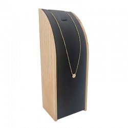 Porte collier rectangulaire en bois et en simili cuir noir