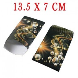 100 pochettes cadeaux en papier glacé noir avec motifs bulles dorées 13.5x7cm - 3472