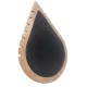 Grand présentoir colliers en bois et simili cuir noir en forme de goutte d'eau