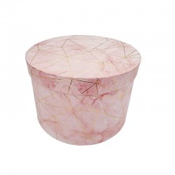 Petite boîte cadeaux ronde rose dragée marbré ø13cm