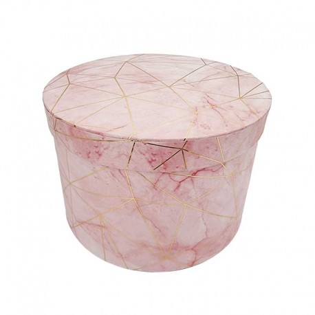Boîte cadeaux ronde rose dragée marbré ø16cm