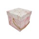Petite boîte cadeaux carrée rose dragée marbré 9x9x8cm