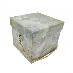 Boîte cadeaux carrée vert amande marbré 12x12x10cm