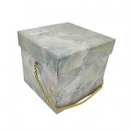 Boîte cadeaux carrée vert amande marbré 12x12x10cm