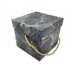 Boîte cadeaux carrée gris orage marbré 12x12x10cm