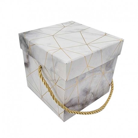 Boîte cadeaux carrée gris clair marbré 12x12x10cm