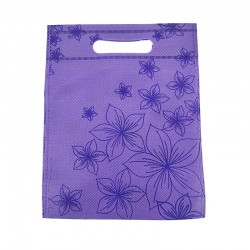 12 petits sacs non-tissés mauves imprimé de fleurs 19x24cm