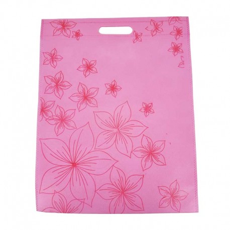 12 grands sacs non-tissés rose clair imprimé de fleurs de lys 35x44cm