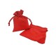 10 pochettes cadeaux en suédine rouge grenadine liens coulissants 10x11cm