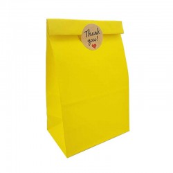 12 sacs SOS en papier kraft jaune 13x8x24cm