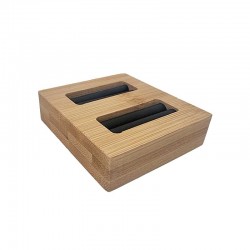 Mini plateau pour 2 bagues en bois et simili cuir noir