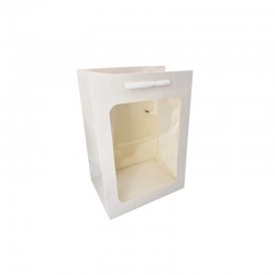 12 petits sacs cadeaux à fenêtre - 15x10x25cm - blanc