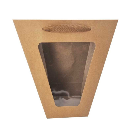 12 Pièces Sac Papier Kraft, Sac Cadeau avec Fenêtre, Sacs en Papier Kraft Marron, pour Emballer Cadeaux de Banquet, Biscuits, Bonbons