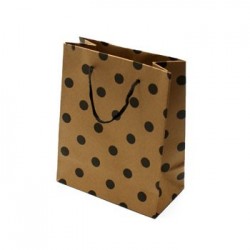 12 sacs cadeaux papier kraft couleur brun naturel motifs pois 14.5x11.5x5.5cm - 5052