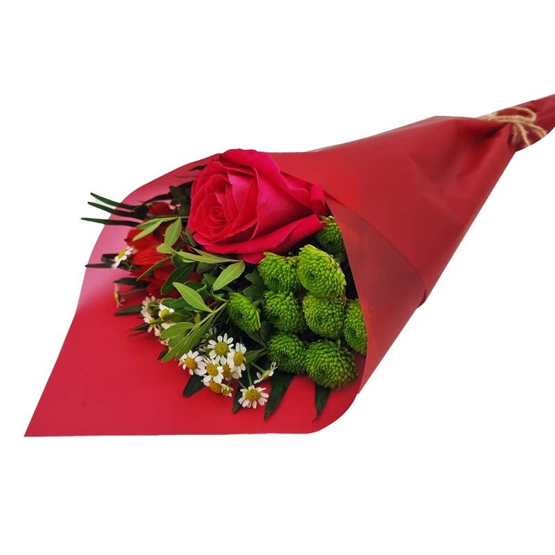 Emballage en papier de soie et fleurs