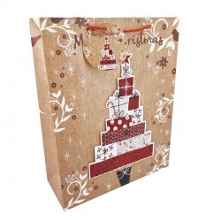 12 grandes poches cadeaux brun motif cadeaux de Noël 31x12x40cm -12310