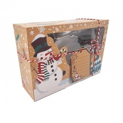 6 boîtes cadeaux à fenêtre motif bonhomme de neige