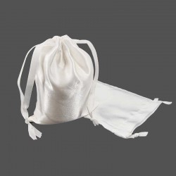 10 grands sacs bourse en satin blanc pastel liens coulissants 14x20cm