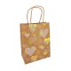 12 sacs kraft brun motif cœurs doré brillant 18x10x23cm-14364
