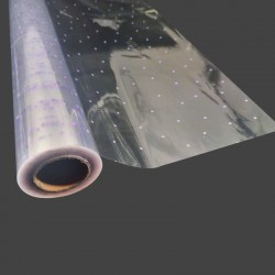 Rouleau de papier cadeaux transparent à pois mauves 50m