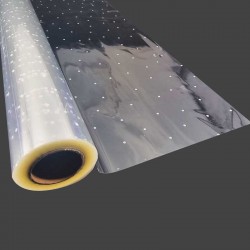 Rouleau de papier cadeaux transparent à pois argentés 50m
