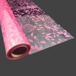 Rouleau de papier cadeaux transparent à fleurs rose clair 50m