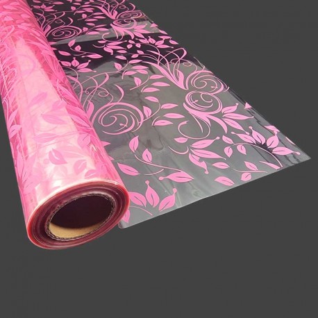 Rouleau papier cadeaux transparent à fleurs roses, papier fleuriste