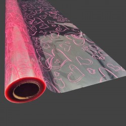 Rouleau de papier cadeaux transparent motif cœurs rose clair 50m