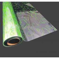Rouleau de papier cadeaux transparent motif cœurs vert clair 50m