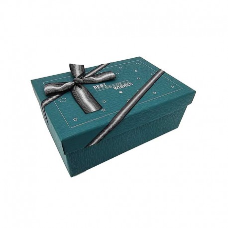 Boîte cadeaux vert sapin motif petites étoiles 19x12x7cm