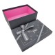 Boîte cadeaux de couleur gris acier motif étoiles argentées 21x14x8cm