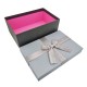 Boîte cadeaux gris acier et gris perle avec nœud ruban satiné 23x16x9cm