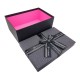 Boîte cadeaux bicolore noir et gris anthracite avec nœud ruban 19x12x7cm