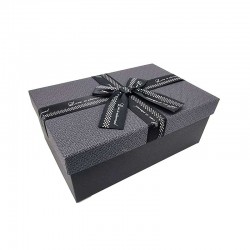 Boîte cadeaux bicolore noir et gris anthracite avec nœud ruban 19x12x7cm