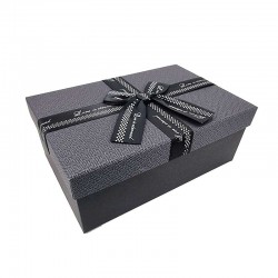 Boîte cadeaux de couleur noir et gris anthracite et nœud cadeaux 21x14x8cm