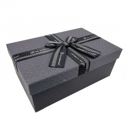 Boîte cadeaux noir et gris anthracite avec nœud ruban satiné 23x16x9cm