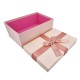 Boîte cadeaux bicolore rose tendre et rose poudré avec nœud ruban 19x12x7cm