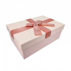 Boîte cadeaux de couleur rose tendre et rose poudré et nœud cadeaux 21x14x8cm