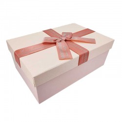 Boîte cadeaux rose tendre et rose poudré avec nœud ruban satiné 23x16x9cm
