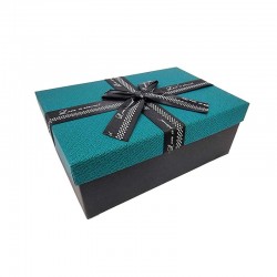 Boîte cadeaux bicolore noir et vert émeraude avec nœud ruban 19x12x7cm