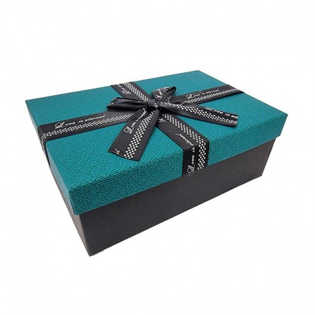 Boîte cadeaux de couleur noir et vert émeraude et nœud cadeaux 21x14x8cm