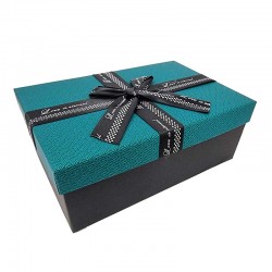 Boîte cadeaux noir et vert émeraude avec nœud ruban satiné 23x16x9cm