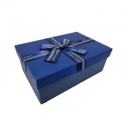 Boîte cadeaux bicolore bleu nuit et bleu saphir avec nœud ruban 19x12x7cm